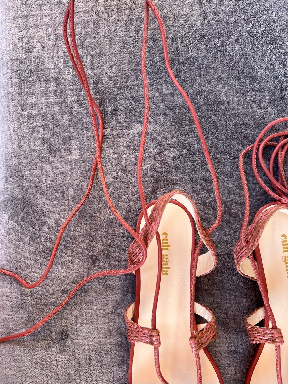 Cult Gaia "Paloma" Braided Lace-Up Flat Sandals Sz 38 US 8 Wraparound Boho Chic - Picture 8 of 11